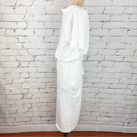Free People Beach Leila White Tie Waist Wrap Midi Dress Small Cotton Blend - Picture 5 of 13